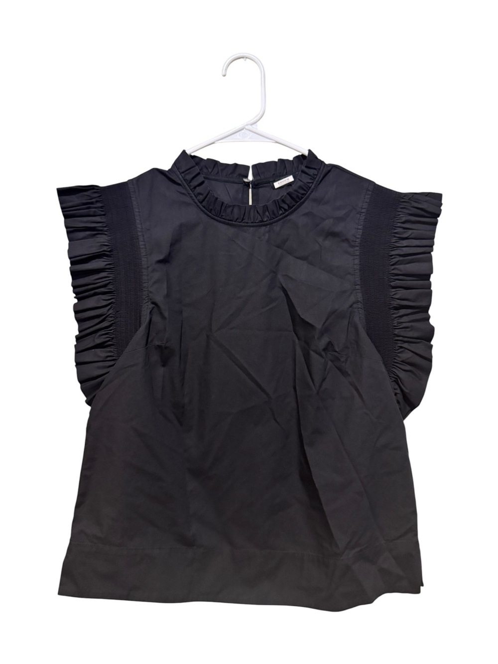English Factory Black Ruffle Trim Sleeveless Blouse